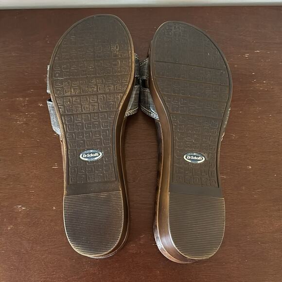 Dr. Scholl's | Blue Denim/Chambray Adjustable Strap Wooden Clogs Size 11 - Picture 7 of 7